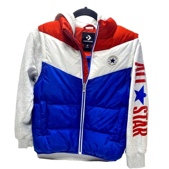 Converse Jacket All Star Boys Medium Vest has stain on sleeve - As Is Condition. - Picture 1 of 13